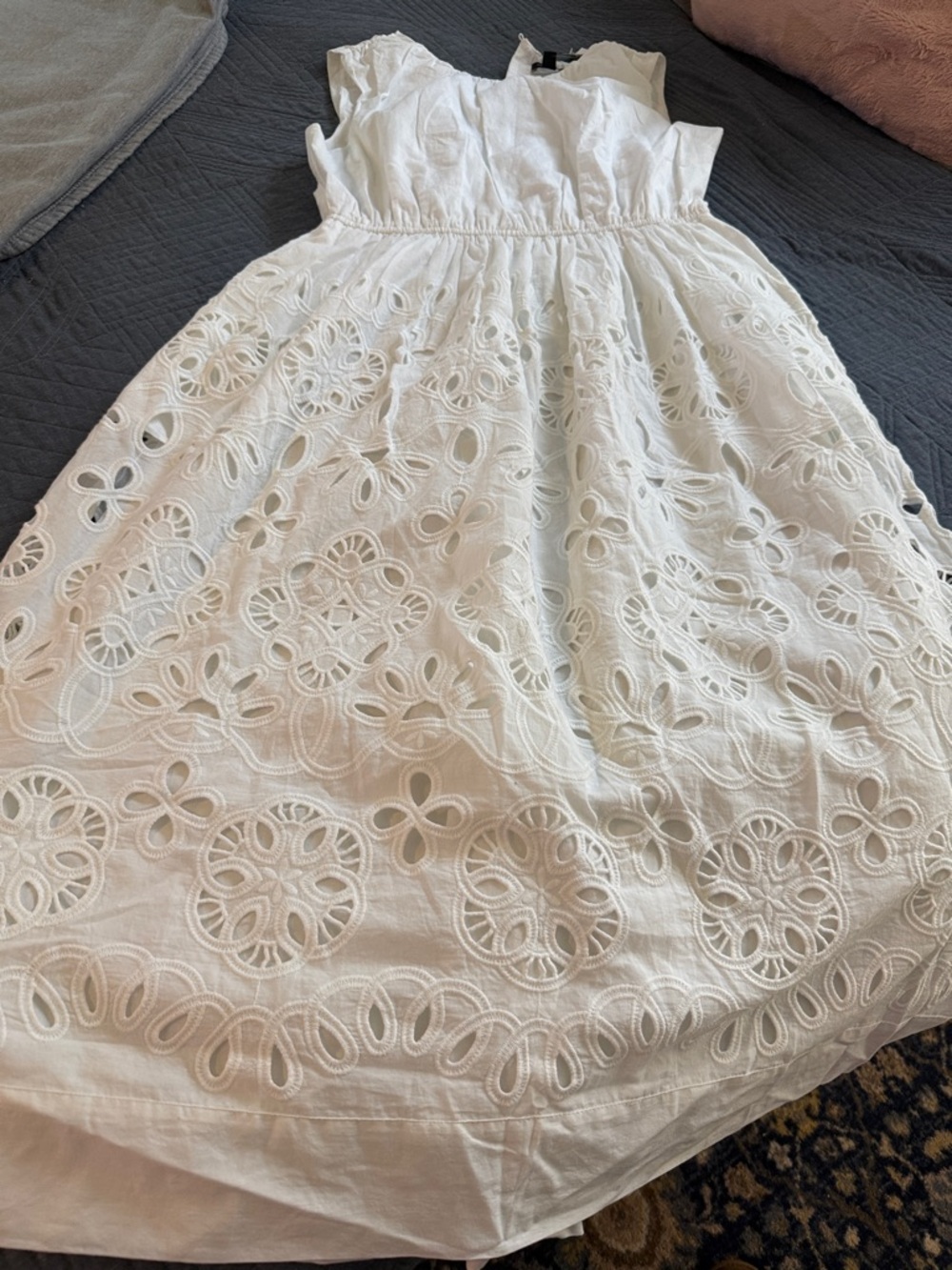 Ann Taylor White Eyelet Midi Dress